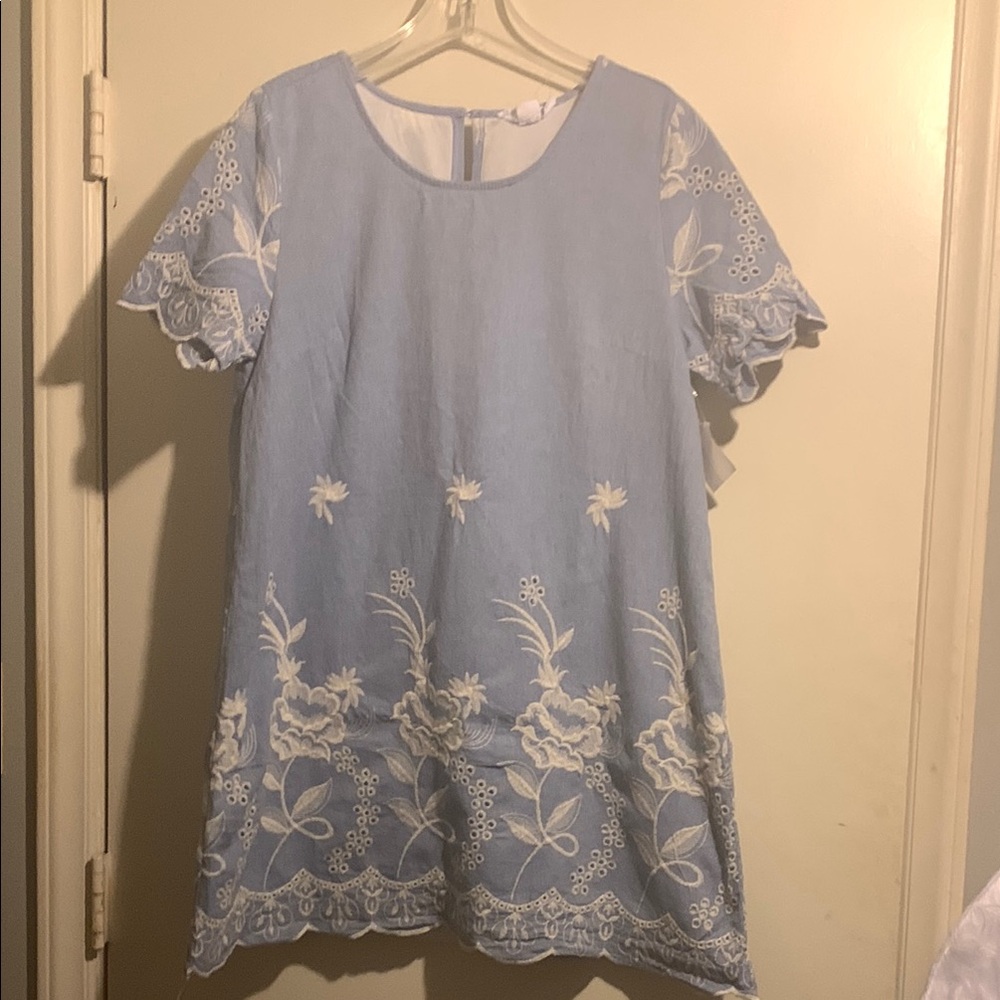 Love Riche Light Blue Floral Lace Mini Dress‎